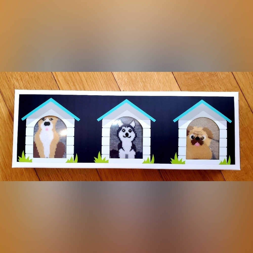New Men's Dog Crew Socks In Gift Box‎ 3 Pairs Husky, Pug, Lab